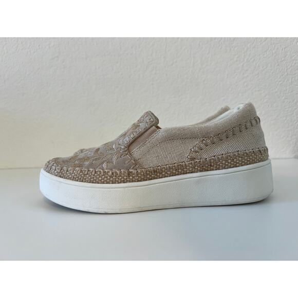 Johnny Was Floral Cecilia Sand Suede Slip On Sneaker Women Size 7.5 M Fairy Boho - Picture 5 of 12